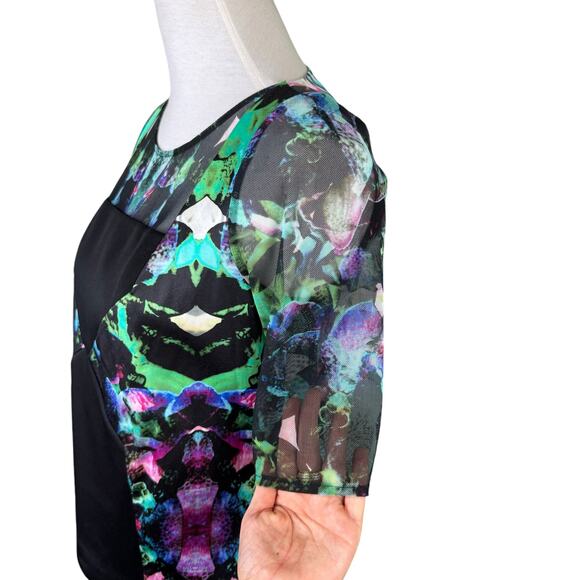 Milly NWT Surfer Mesh Colorful Watercolor Floral Top - Picture 6 of 11